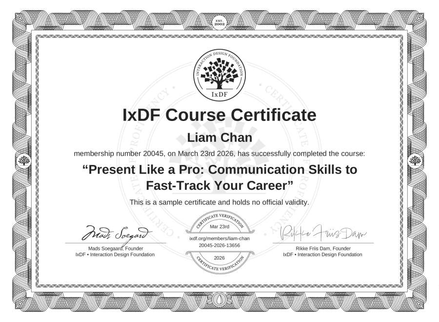 Course Certificate Example