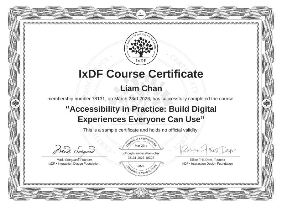 Course Certificate Example